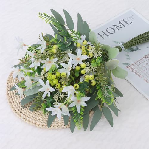 Weldomcor 70 Pcs Mixed Artificial Leaves, 8 Kinds Artificial Greenery Stems Leaves and Faux Flowers - Image 3
