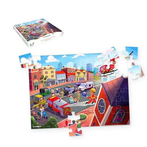 Image of Emergency Vehicles Jigsaw Puzzle | 48 Pieces | Ages 4, 5, 6, 7 Years | Premium Montessori Toy & Quiet Time Activity | Birthday Gift or Return Gift for Kids