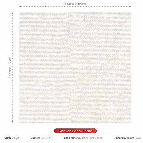 Image of Scholar Art Hobby Series 04 Oz (230 GSM) 100% Cotton Canvas Panel Board for Painting (White Blank Canvas Boards for Acrylic Paint, Oil Paint, Wet & Dry Media) | 04 inchx04 inch (10x10 cm), Pack of 6