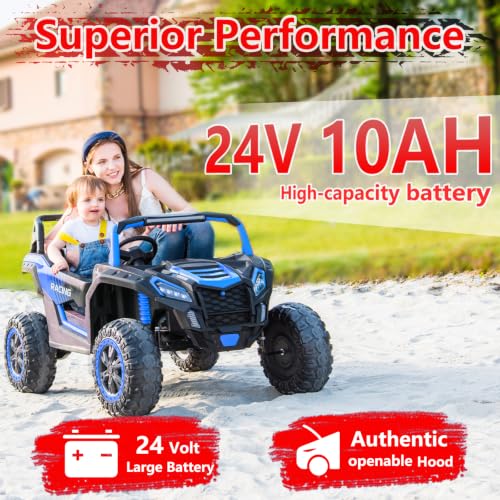 Image of NEWQIDA XXXL 2 Seater 24V Ride On Toys 4x200W Kids Side by Side UTV, Blue