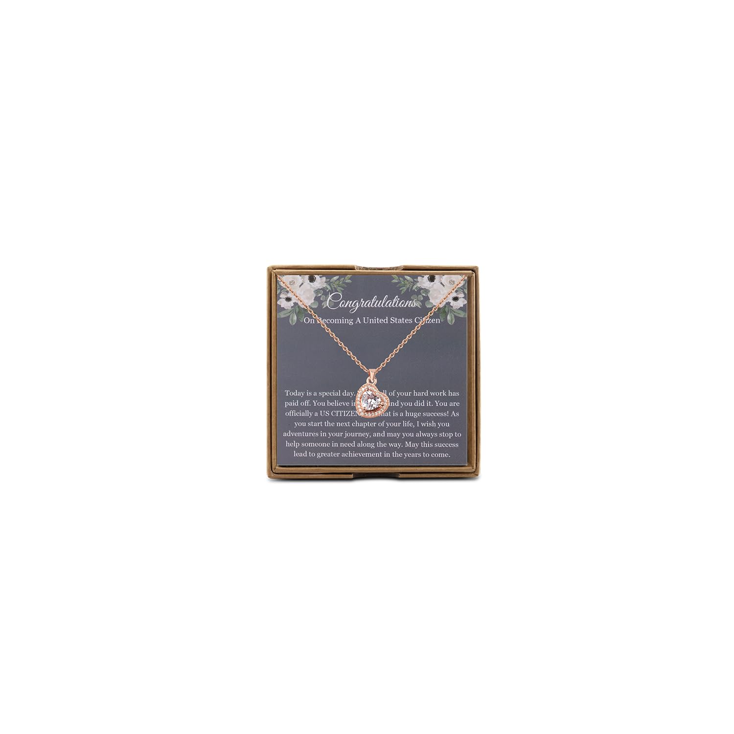OKEYCH US Citizenship Gift Immigrant Citizenship Necklace New US Citizen Jewelry Naturalization Ceremony Gift (Immigrant Citizenship N 2.0)