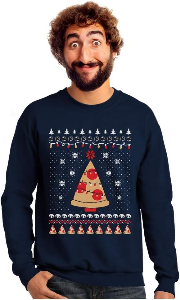 Tstars Pizza Ugly Christmas Sweater Funny Xmas Pizza Tree Sweatshirt