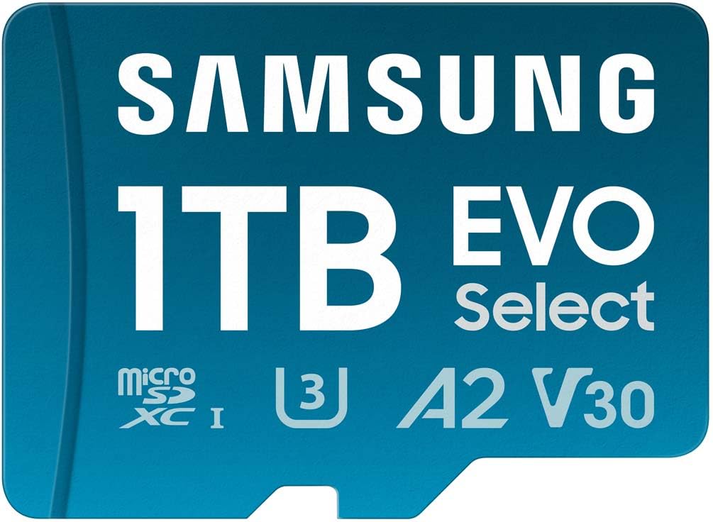 Samsung EVO Select (2024) microSD card + SD Adapter, 1 TB, UHS-I U3, 4K UHD, Full HD, 160 MB/s Read, Memory card for smartphones, tablets and laptops, MB-ME1T0SA/EU