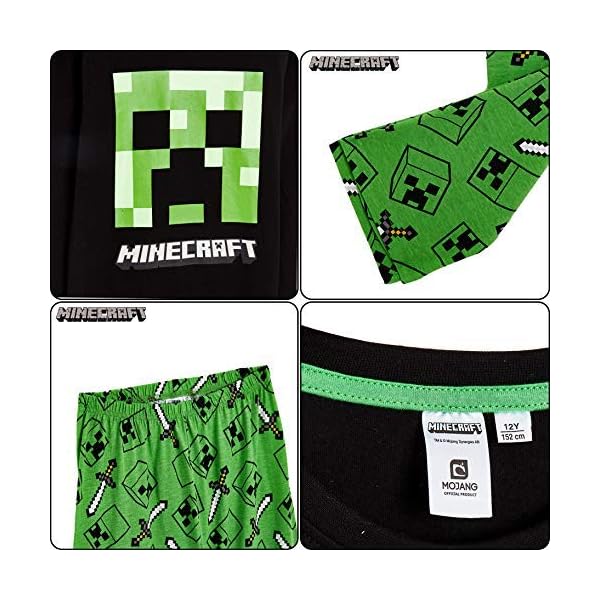 Minecraft Schlafanzug Jungen Pyjama Set Langarm aus Baumwolle mit Creeper Design – Bild 5