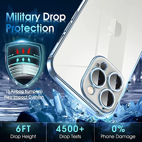 Image of Elzzi Electroplated Clear Transparent Cover for iPhone 15 Pro Case 6.1 inch Luxury TPU Cover Full Body & Camera Protection for Each Lens Bumper Cases for Men & Women (Light Blue)