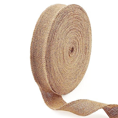 LEXININ 4cm x 30m Hessian Ribbon Roll, Jute Burlap Ribbon Roll, Brown Linen Hessian Tape for DIY Craft