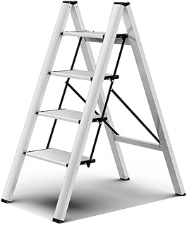Ladder Step Ladders 4 Steps Ladder Modern Stepladders Folding Step Stool with Wide Non-Slip Pedal Portable Aluminum Ladder for Home,Office,Kitche(Ladder B)