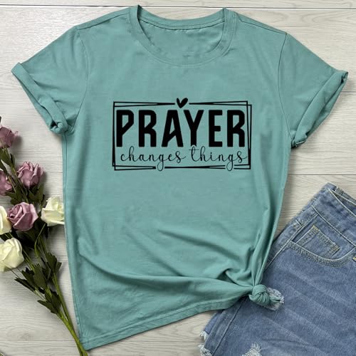 LOOKFACE Women Crewneck Prayer Graphic Soft Cute T-Shirts2