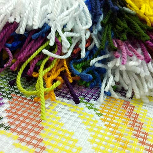 Image of Brvsk Floral Needlepoint Kit for Adults and Beginners - Sunflower Among Flowers 16″ x 16″ with Clear, Precise Printed Design on Cotton Canvas; Includes 2 Needles, Yarn, and Easy-Read Chart