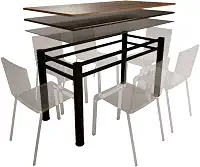 Base Para Mesa De Vidro Jantar 6 Lugares Preta Retangular