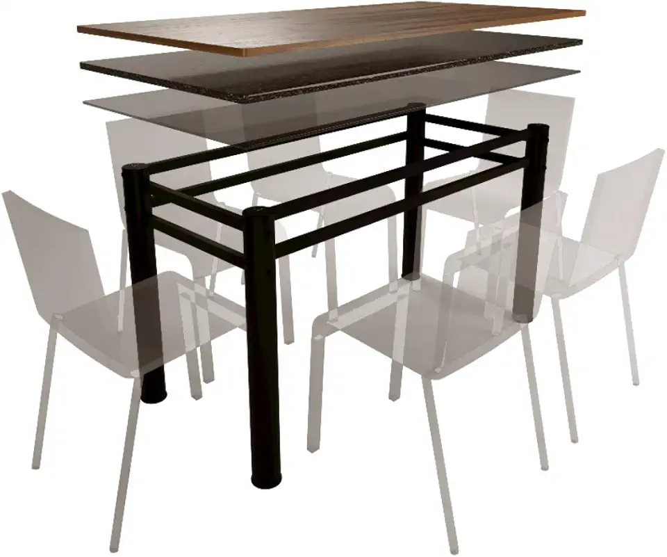 Base Para Mesa De Vidro Jantar 6 Lugares Preta Retangular