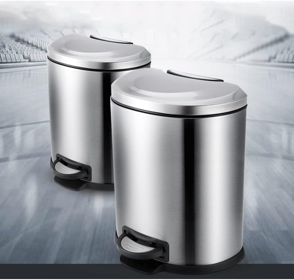 くずかご ステンレススチール 足操作式ゴミ箱 家庭用気密カバー 6リットル 容量 屋内古紙バスケット ゴミ箱