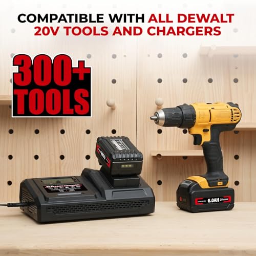 Image of 6.0Ah DCB200 Replacement Lithium-ion Battery 4-Pack,Compatible with Dewalt 20V Max Tools,Built with Korean Battery Cells