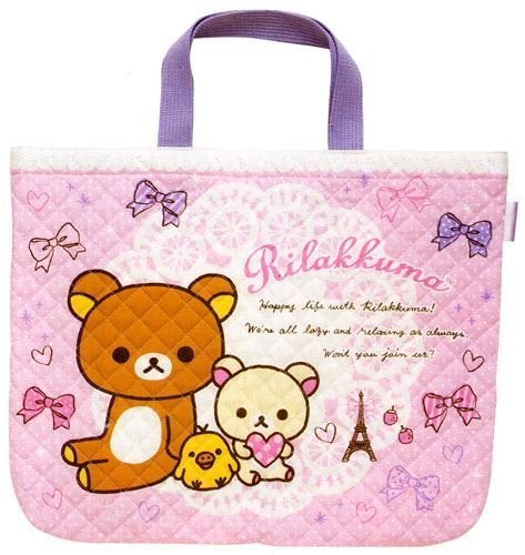 San-X Rosane Rilakkuma Bär Schleifen Tupfen Stoffhandtasche aus Japan