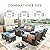 Yechen Patio Furniture Set 9 Peices with 44" Propane Gas Fire Pit Table -2 Wicker Swivel Rocking Chair, 12 seat Outdoor Sectional Set with-4.3'' Cushion Conversation Sofa Set for Porch,Backyard