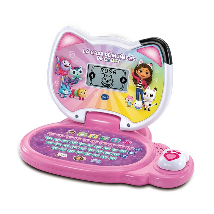 VTech - Ordenador Educativo La casa de muñecas de Gabby, Juguetes Electrónicos para niños +3 Años, Pantalla LCD, Juegos y Actividades de Aprendizaje, Versión ESP