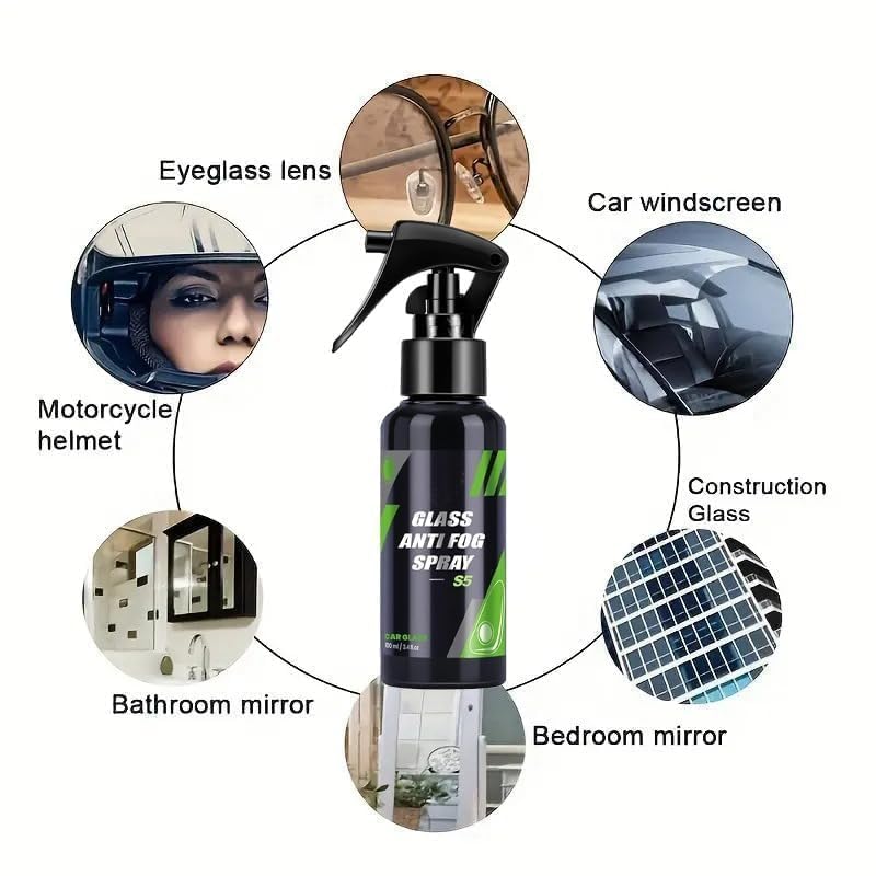 Image of ZONVER Oil Film Cleaning Brush & Car Glass Cleaner Anti-Fog Spray | Windshield Defogger & Stain Remover for Interior & Exterior | Anti-Mist, Oil Stain Remover for Car Windows, Mirrors & Glass