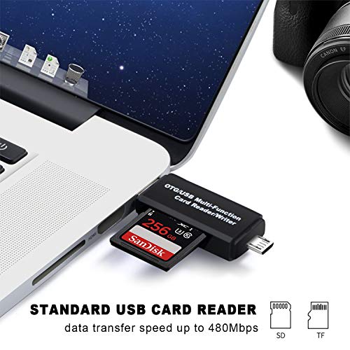 KiWiBiRD Lettore di Schede di Memoria SD/Micro SD, Adattatore Micro USB OTG e Lettore di Schede USB 2.0 TF per Computer / Smartphone / Tablet con Funzione OTG