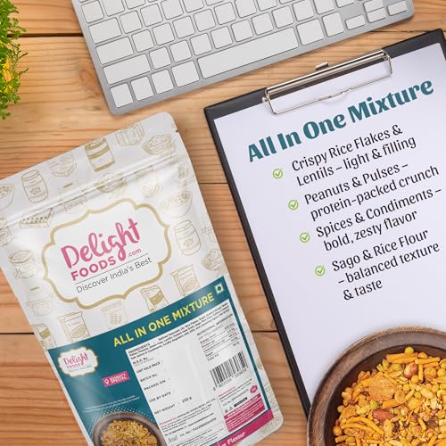 Image of Delight Foods All In One Mixture 250g | Maharashtrian Namkeen Chiwda | Spicy & Crunchy Traditional Savory Mix Snacks | Ready to Eat