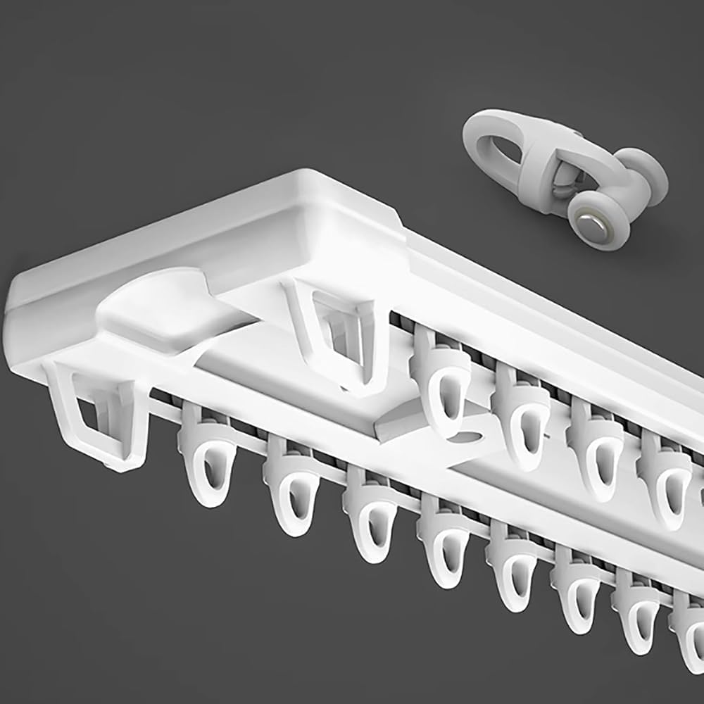 Sufit montowany na torze syjamski tor kurtynowy, aluminiowa karnisz do salonu, sypialni, sypialni (rozmiar: 2,5 m, kolor: białe - uniwersalne koło 96 mm)