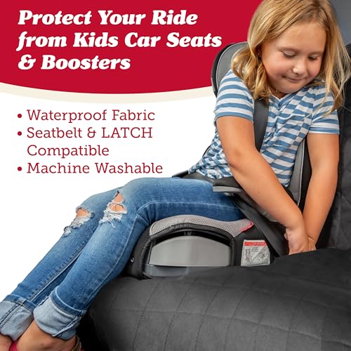 Image of Lusso Gear Car Seat Protector for Baby Car Seat (Bench Seat Cover) - Waterproof - Thick Padding - Protects Fabric or Leather Seats (Black)