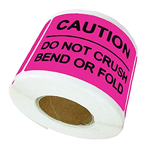2 Inch ×3 Inch"Do Not Crush Bend Or Fold" Warning Shipping Stickers Self Adhesive Caution Labels (Magenta, 250 Stickers/Roll) #TOP5