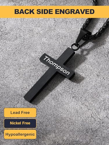 Image of U7 Cross Necklace for Men, Stainless Steel Silver Black Gold Mens Cross Necklace, 22-24 Inches