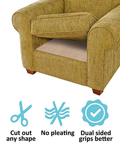 BLS Non-Slip Cushion Underlay Couch Underlay Pad, Keep Your Cushions Stay in The Place for Sofa Upgraded Double Sided Anti-Slip Silicone + Felt in The Middle 24 x 24in (3 Pack)
