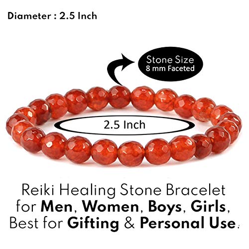 Image of Reiki Crystal Products Natural Crystal Stone 8 mm Faceted Diamond Cut Beads Bracelet for Men & Women | Reiki Charged Gemstone Bracelet | Multiple Stone Variants Available
