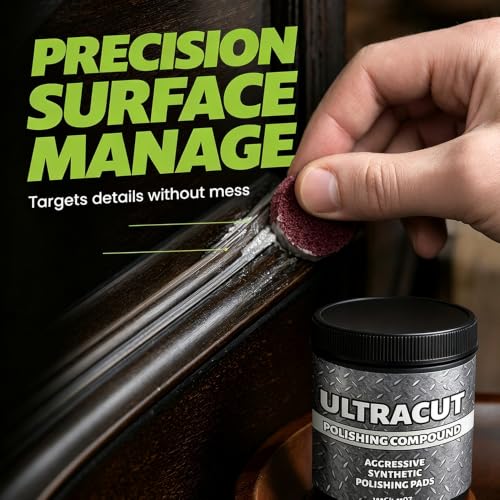 Image of All in One Surface Restoration Polish with Pad, Ultracut Polishing Compound for Wood Furniture Surface Polishing Scratch Remover Compound for Leather Wood Marble Countertop Cookware Ovens Sinks (3)