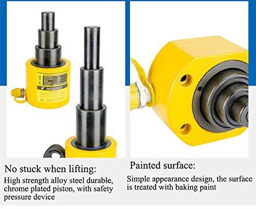Image of NEWTRY 100 ton Hydraulic Ram Jack Multi-Section Stoke 300mm(11.8inch) Short Type Protable Hydraulic Cylinder Industrial Lifting Jack, not for Car (100T)