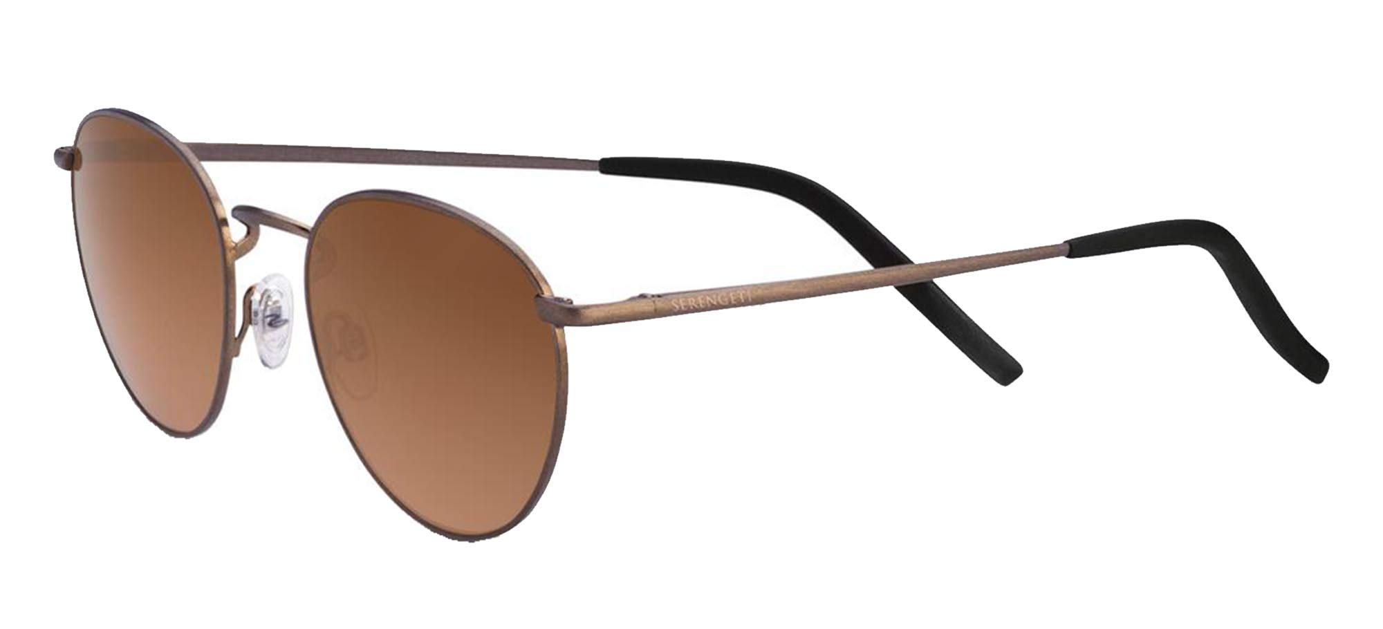 Serengeti8928 Hamel Round Sunglasses, Brushed Bronze - Mineral Polarized Drivers Gold