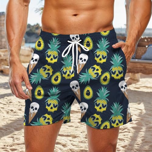 Beach Shorts for Men,Pineapple Printed Hawaiian Surf Shorts | Drawstring Quick Dry Swimwear Bathing Suit Daily Wear4