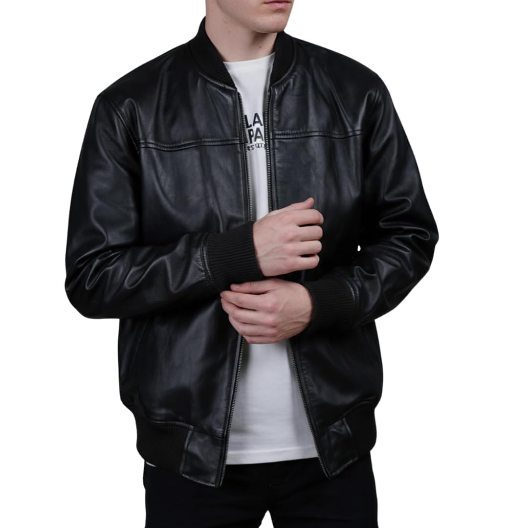 Bomberjacke Herren schwarz echtes Lammfell Lederjacke für Männer Neuheit Style …