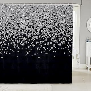 Loussiesd Silver Glitter Shower Curtain (No Glitter) Bling Partyations Grey Bathroom Fabric Set for Diamond and Jewelry Bath Waterproof Curtains Stalls Bathtubs 72x72 Inch, Multicolored 8
