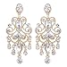 BriLove Women's Vintaged Style Bridal Crystal Drop Hollow Chandelier Filigree Dangle Earrings Gold-tone Clear