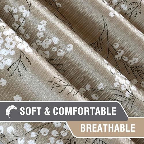 Image of Cortina Polyester 75% Blackout Curtains Set of 2 Floral Print | Grommet Eyelet Window Curtains for Living Room, Bedroom & Kids Room | Light Filtering Drapes for Privacy (Brown, 7 FT)