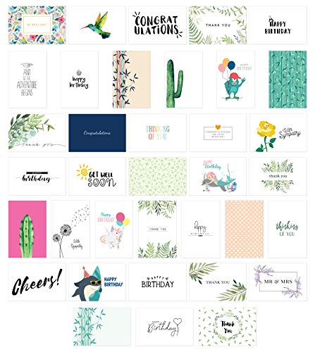 Cavepop All Occasion Greeting Cards Assortment, Any Occasion Thank You, Birthday and Sympathy Cards with Envelopes - 4 x 6 Inches - 36 Pack (36 Designs)