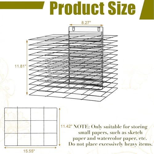 Image of Art Drying Rack for Classroom Paint Drying Rack Small Art Drying Rack Wall Art Storage Rack with 12 Removable Shelves for Classrooms and Art Studios (Black, 12 Shelves)