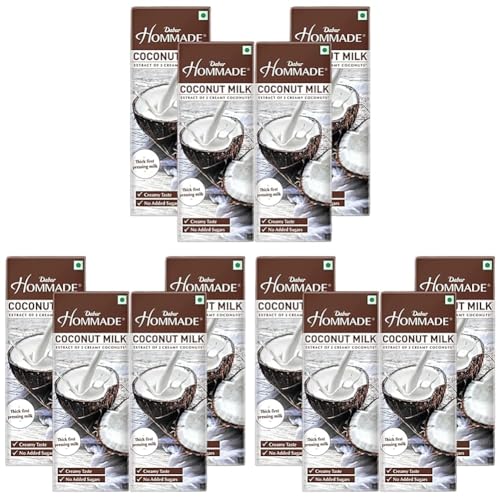 Image of Dabur Hommade Coconut Milk - 800ml (200ml x 4) | Extract of 2 Creamy Coconuts | No Added Sugar | Creamy Taste (Pack of 3)