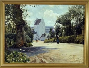 PMEFGJDPE Dipinti Famosi Poster Murale Poster Parete Quadri Vista de la iglesia de St Jörgens por Peder Monsted per la Decorazione Domestica dell'ufficio 60x90cm