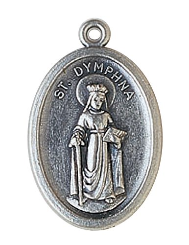 bomap Lot of 6 Religious Medals from Italy - Silver Tone + Oval Ring (St. Dymphna)