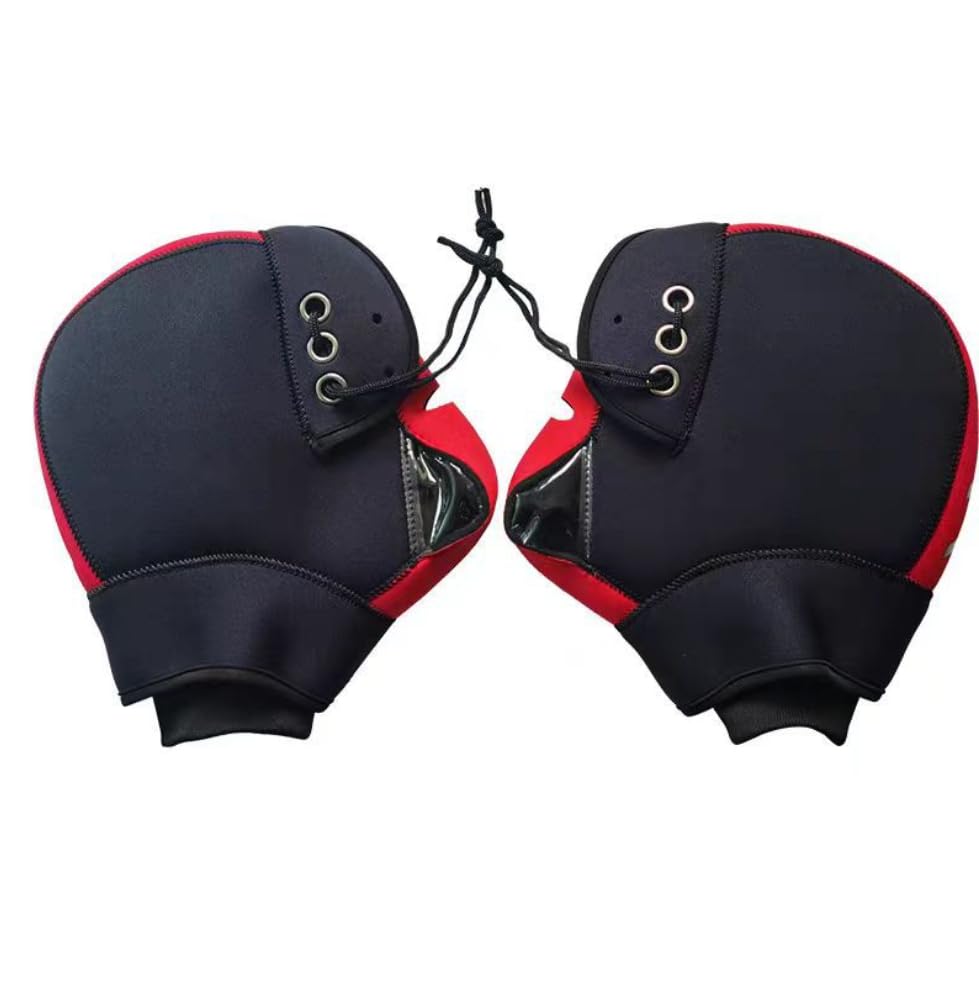 バイク ハンドルカバー スクーター 原付 防寒 防水 防風 洗える 秋冬 防寒対策 防寒具 ハンドルウォーマー ブラックとレッド