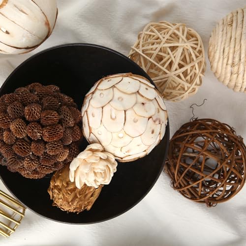 Cir Oases Decorative Bowl & Vase Filler Balls For Home Decor, Set Of 6 Pcs Natural Tone Rattan Wicker Balls Centerpieces Decoration thumb #2