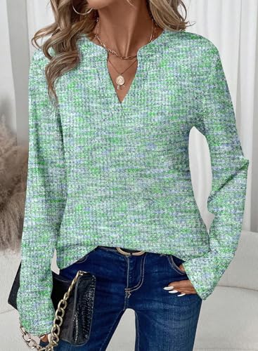 Image of Dokotoo Womens V Neck Long Sleeve Waffle Knit Tops Dressy Casual Sweater Fall Fashion 2026