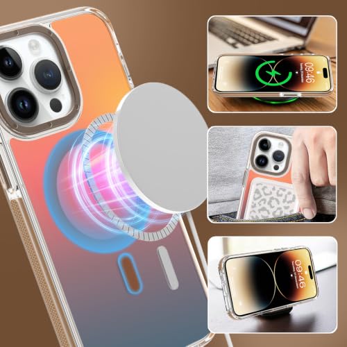 Image of Magnetic Case for iPhone 14 Pro Max [Compatible with Magsafe] [Cute Fashion Fluorescent Design] [1 Screen Protector] Slim Translucent Matte Case for iPhone 14 Pro Max 6.7 inch 2022, Desert