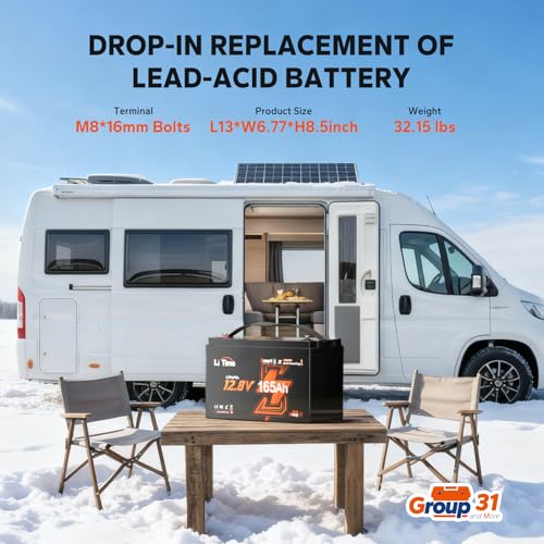 Image of Litime 4 Packs 12V 165Ah LiFePO4 Battery, Group 31 Lithium Batteries for RV