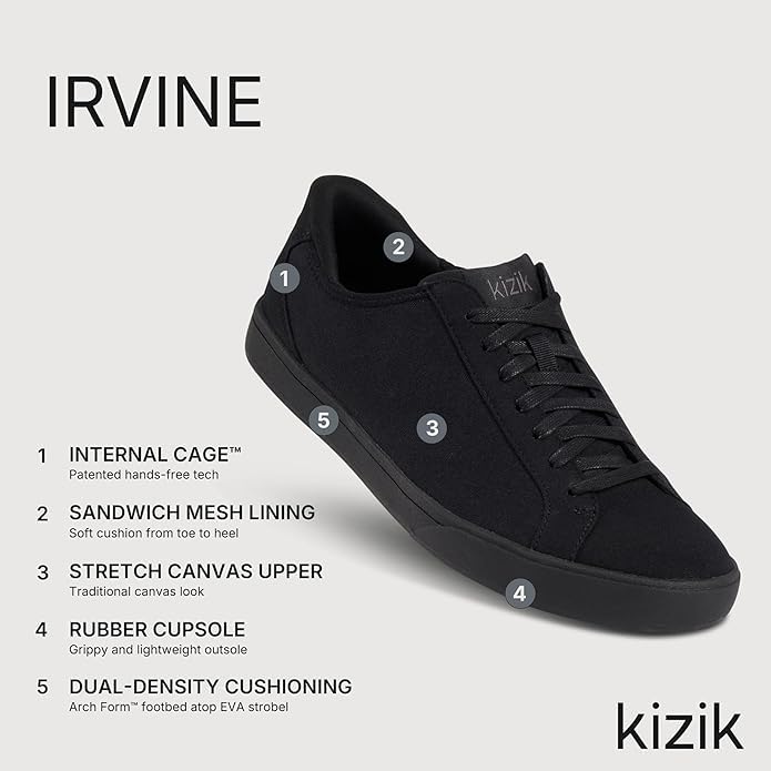 Image of Kizik Irvine Slip On Sneakers: Low-Profile Stretch Canvas, Rubber Soles, Casual Shoes for Women & Men, Hands Free Convenience, Wide Toe Box Options