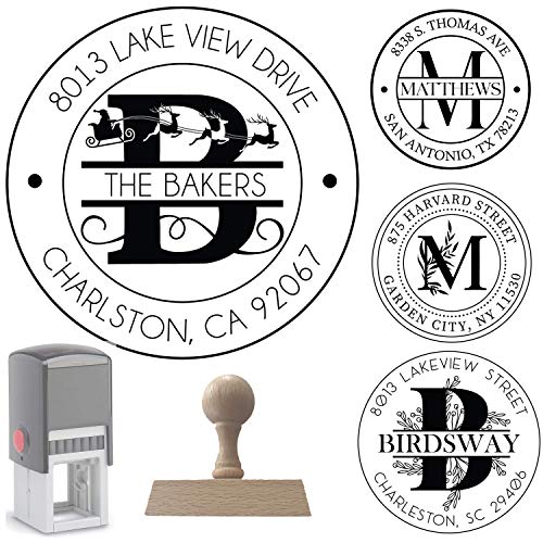 Custom Address Stamp Self-Inking Monogram Address Stamp Personalized Address Stamp 10+ Designs! (Round 6) #TOP3