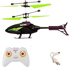 VRIKRION Toy Flying Helicopteer,Remote Control Helicopteer for 6 + Years Boys Indoor and Outdoor Helicopter, Palm Sensing Helicopter with led Lights (Pack of 1) (Blackgreen)